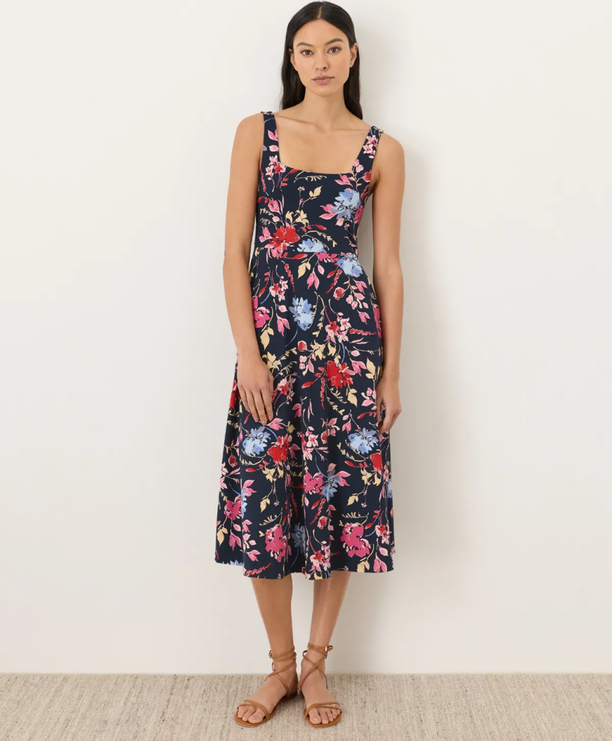 Women Pact Organic Fit & Flare Square Neck Dress