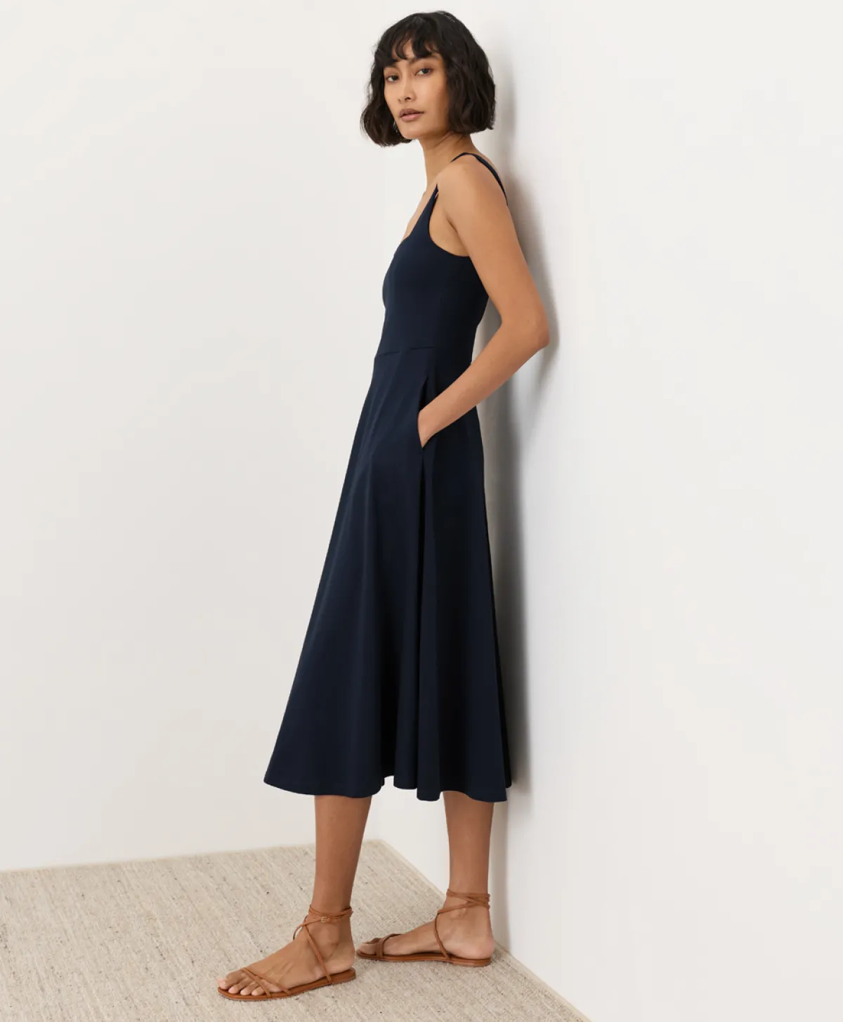 Women Pact Organic Fit & Flare Square Neck Dress
