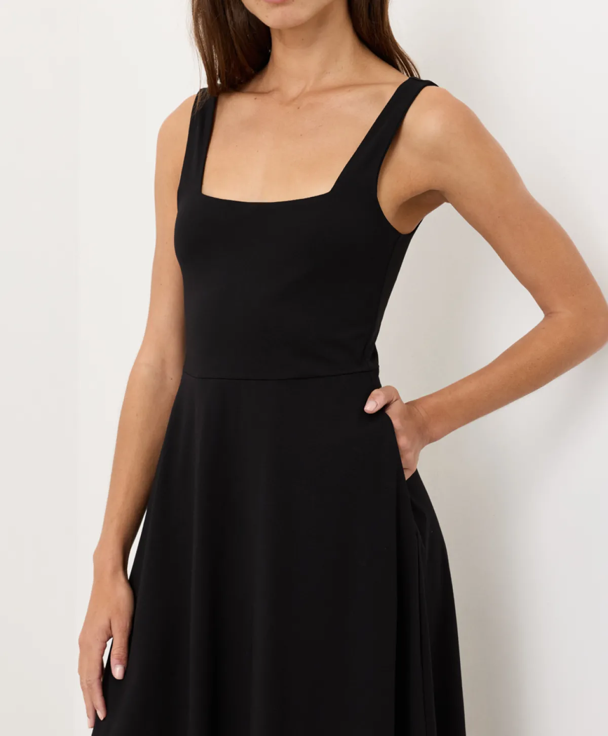 Women Pact Organic Fit & Flare Square Neck Dress