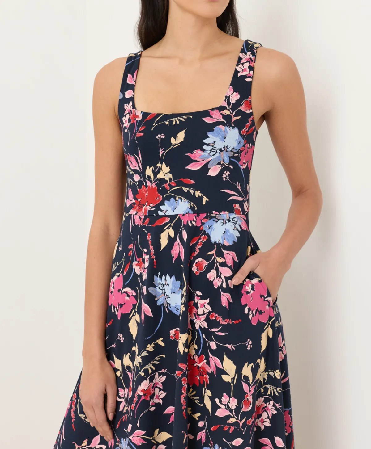 Women Pact Organic Fit & Flare Square Neck Dress
