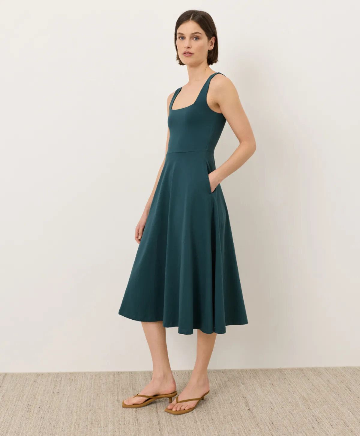 Women Pact Organic Fit & Flare Square Neck Dress