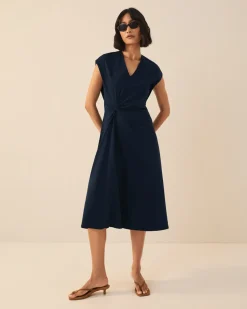 Women Pact Organic Fit & Flare V-Neck Twist Dress