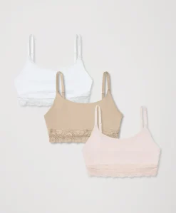 Women Pact Organic Lace Modern Scoop Bralette 3-Pack