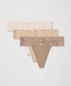 Women Pact Organic Lace Waist Thong 3-Pack