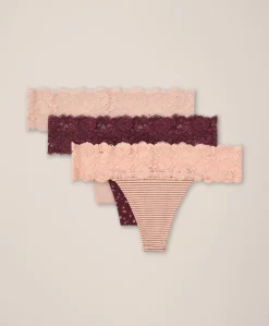 Women Pact Organic Lace Waist Thong 3-Pack