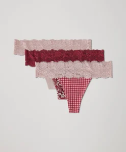 Women Pact Organic Lace Waist Thong 3-Pack