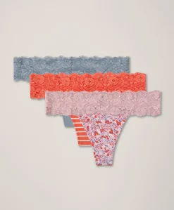 Women Pact Organic Lace Waist Thong 3-Pack