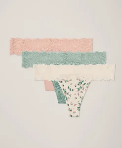 Women Pact Organic Lace Waist Thong 3-Pack