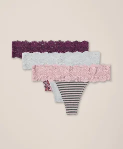 Women Pact Organic Lace Waist Thong 3-Pack