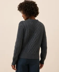 Women Pact Organic Luxe Knit Cable Crew Sweater