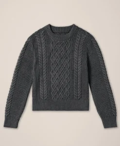 Women Pact Organic Luxe Knit Cable Crew Sweater