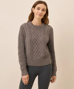 Women Pact Organic Luxe Knit Cable Crew Sweater