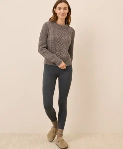 Women Pact Organic Luxe Knit Cable Crew Sweater