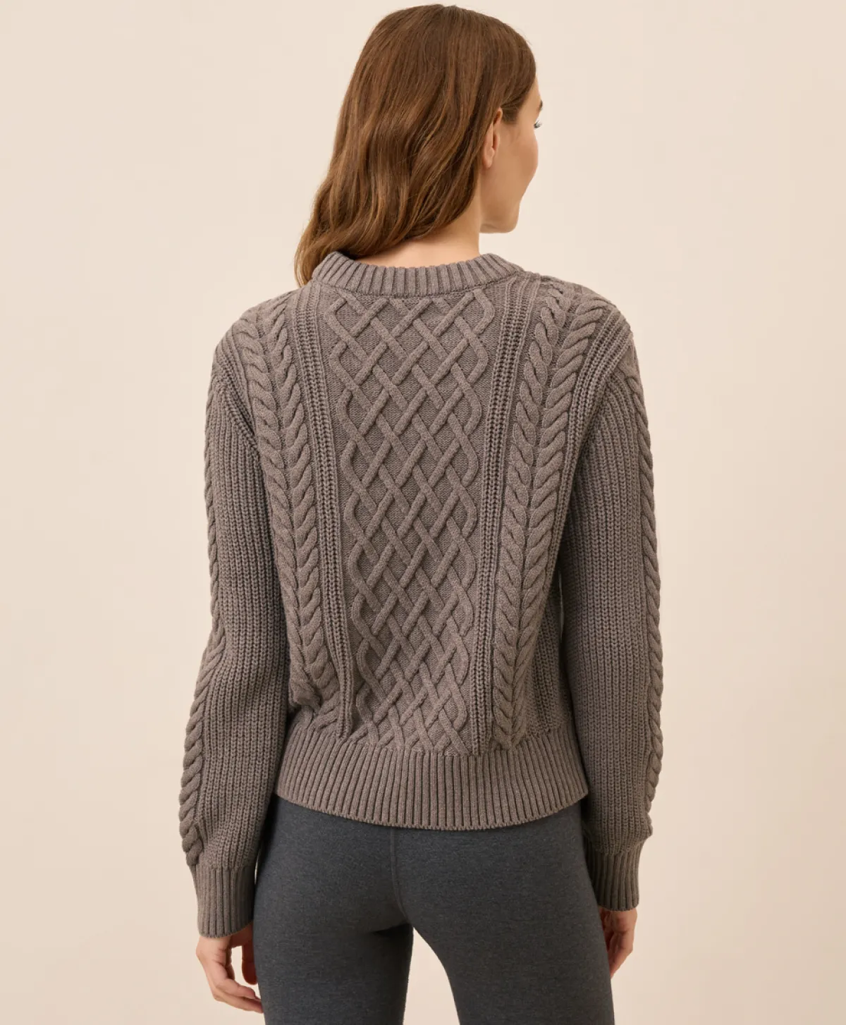 Women Pact Organic Luxe Knit Cable Crew Sweater