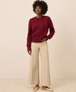 Women Pact Organic Luxe Knit Cable Crew Sweater