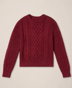 Women Pact Organic Luxe Knit Cable Crew Sweater