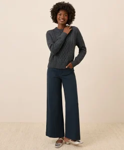 Women Pact Organic Luxe Knit Cable Crew Sweater