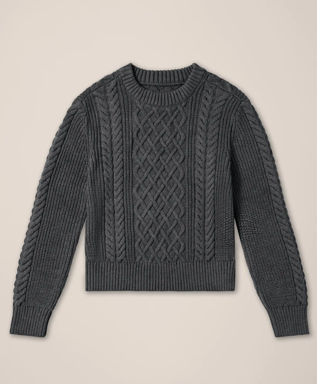 Women Pact Organic Luxe Knit Cable Crew Sweater