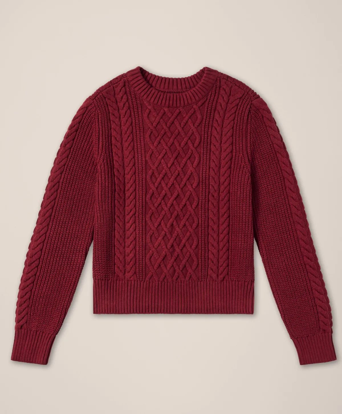 Women Pact Organic Luxe Knit Cable Crew Sweater