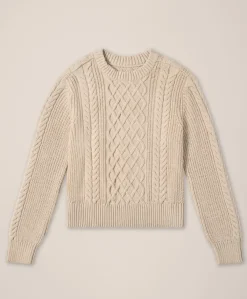 Women Pact Organic Luxe Knit Cable Crew Sweater