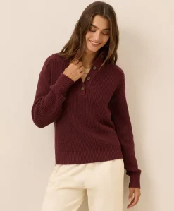 Women Pact Organic Luxe Knit Henley Sweater