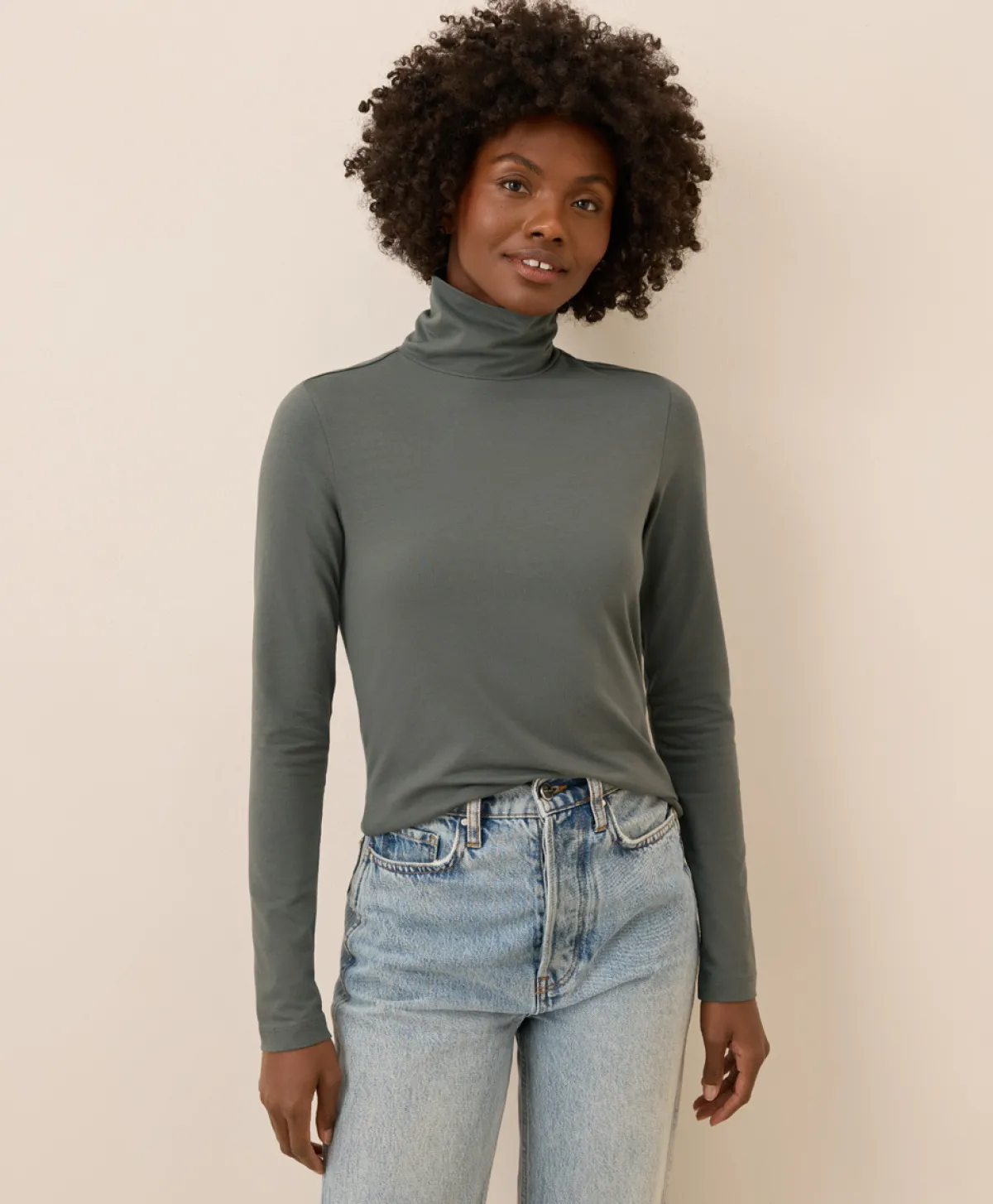Women Pact Organic Luxe Stretch Jersey Slim Turtleneck