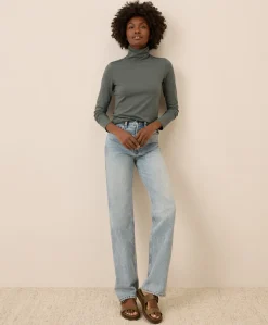 Women Pact Organic Luxe Stretch Jersey Slim Turtleneck