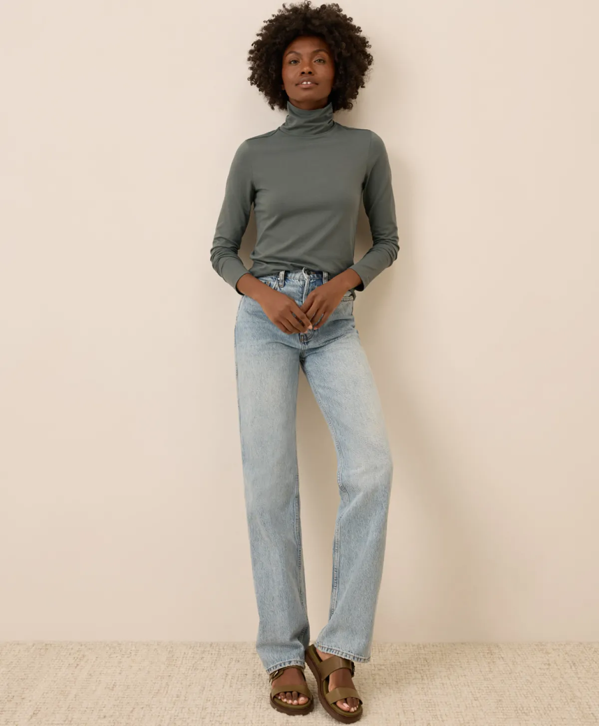 Women Pact Organic Luxe Stretch Jersey Slim Turtleneck