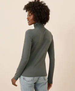 Women Pact Organic Luxe Stretch Jersey Slim Turtleneck