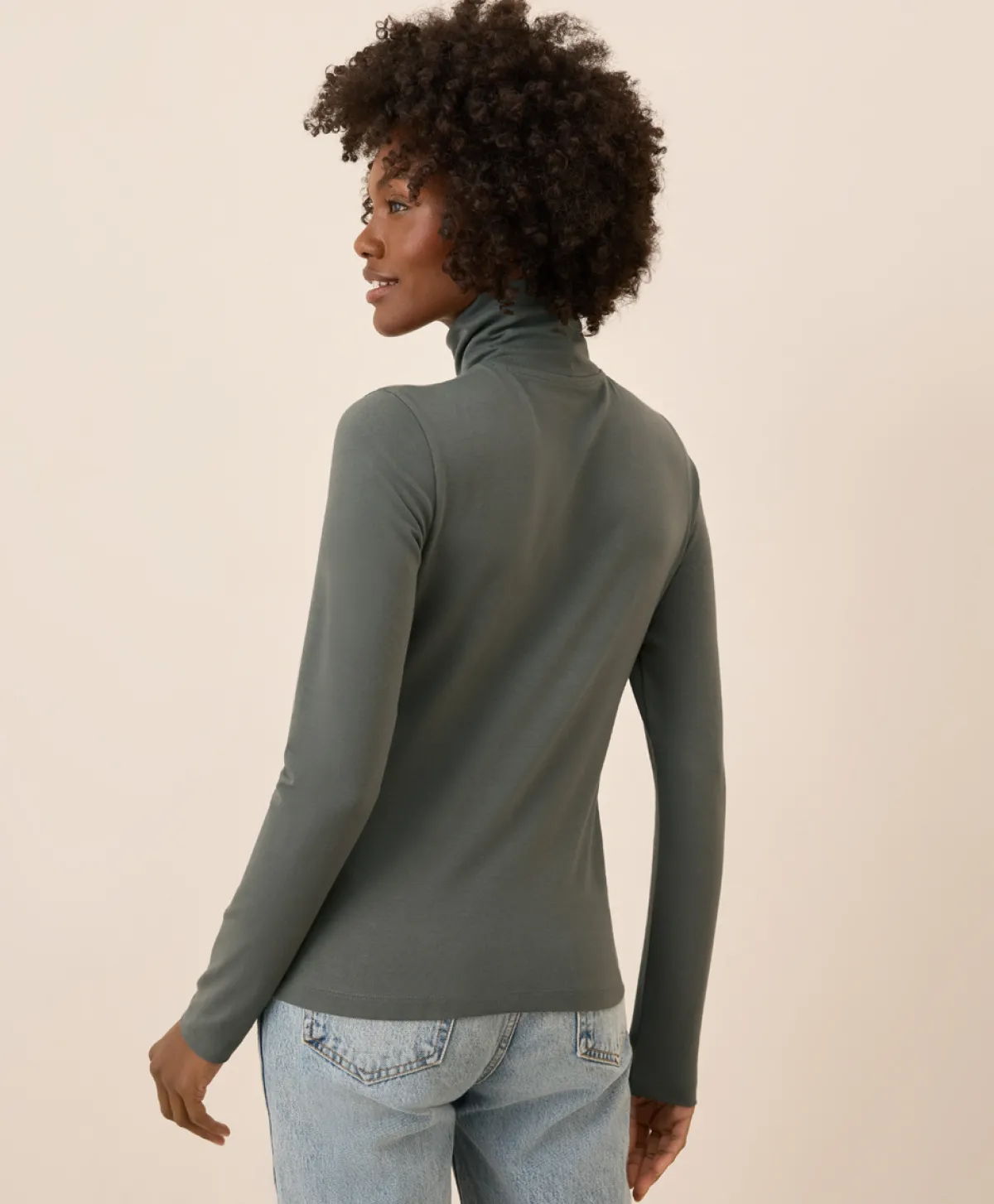 Women Pact Organic Luxe Stretch Jersey Slim Turtleneck
