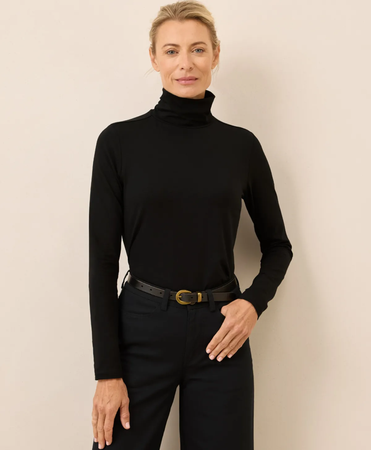 Women Pact Organic Luxe Stretch Jersey Slim Turtleneck