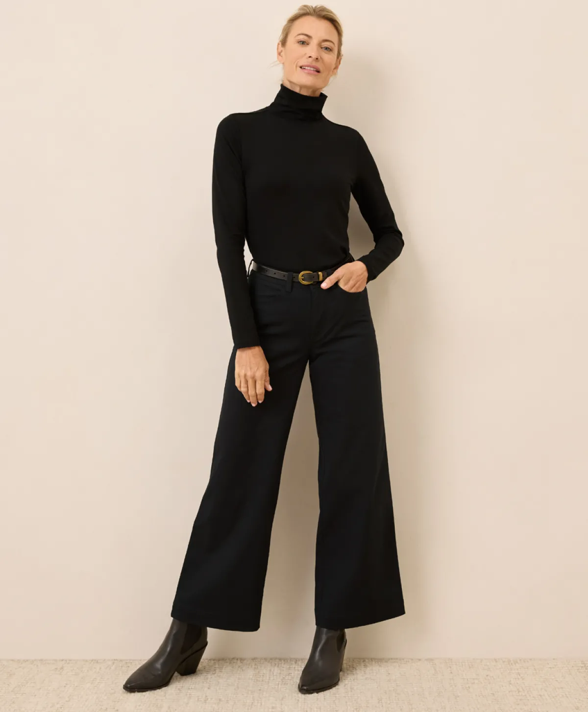 Women Pact Organic Luxe Stretch Jersey Slim Turtleneck