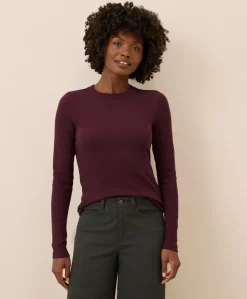 Women Pact Organic Perfect Rib Crewneck Long Sleeve Tee
