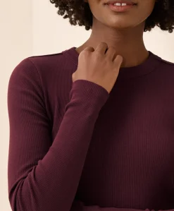 Women Pact Organic Perfect Rib Crewneck Long Sleeve Tee