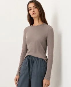 Women Pact Organic Perfect Rib Crewneck Long Sleeve Tee