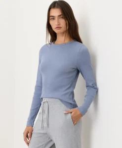 Women Pact Organic Perfect Rib Crewneck Long Sleeve Tee