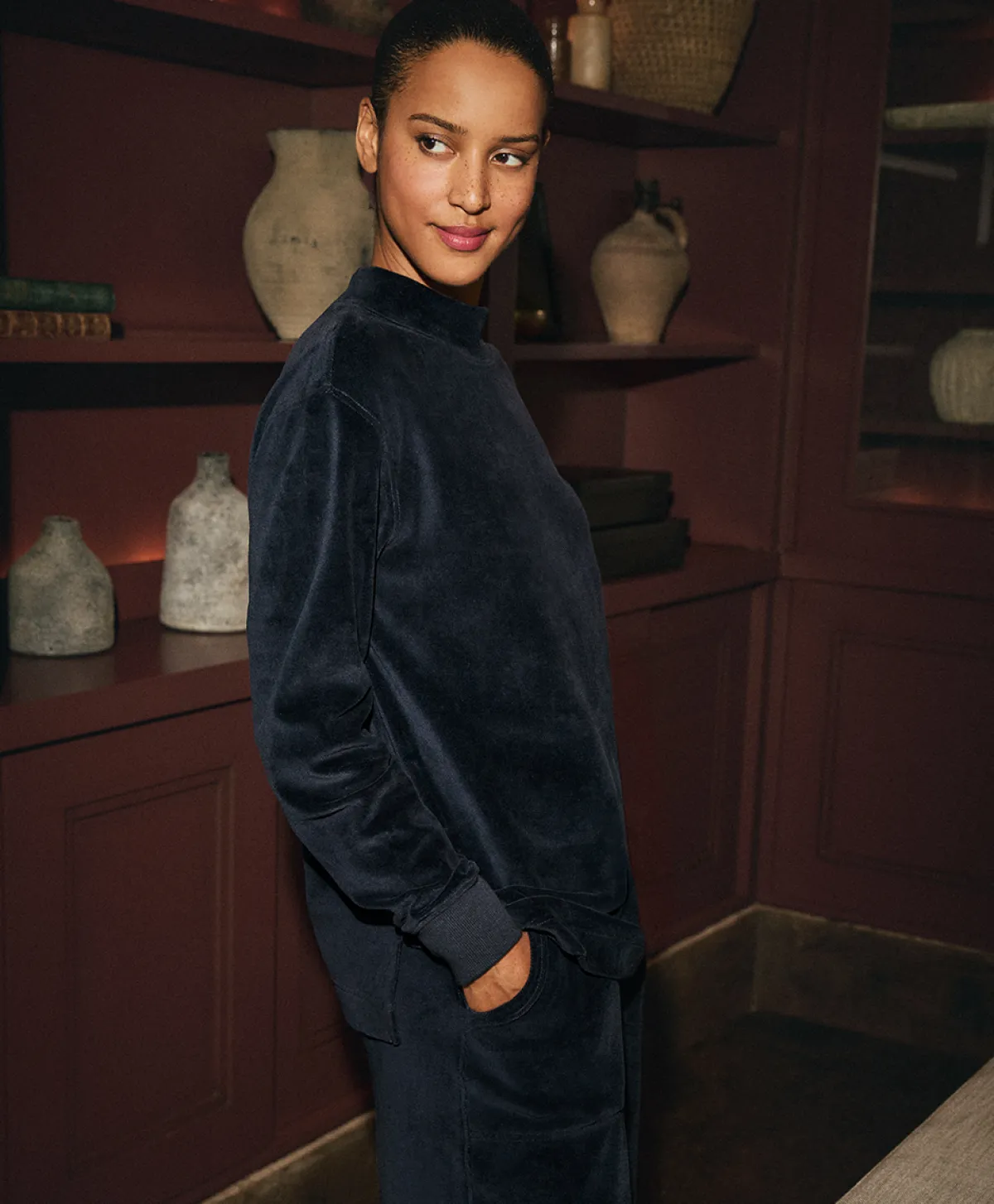 Women Pact Organic Pure Velour Mock Tunic