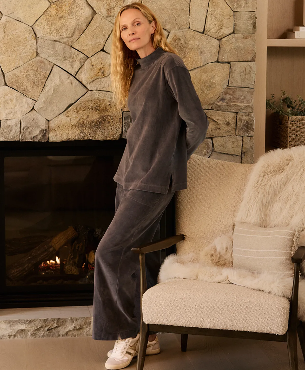 Women Pact Organic Pure Velour Mock Tunic