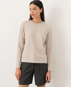 Women Pact Organic Soft-Slub Essential Crewneck Long Sleeve Tee