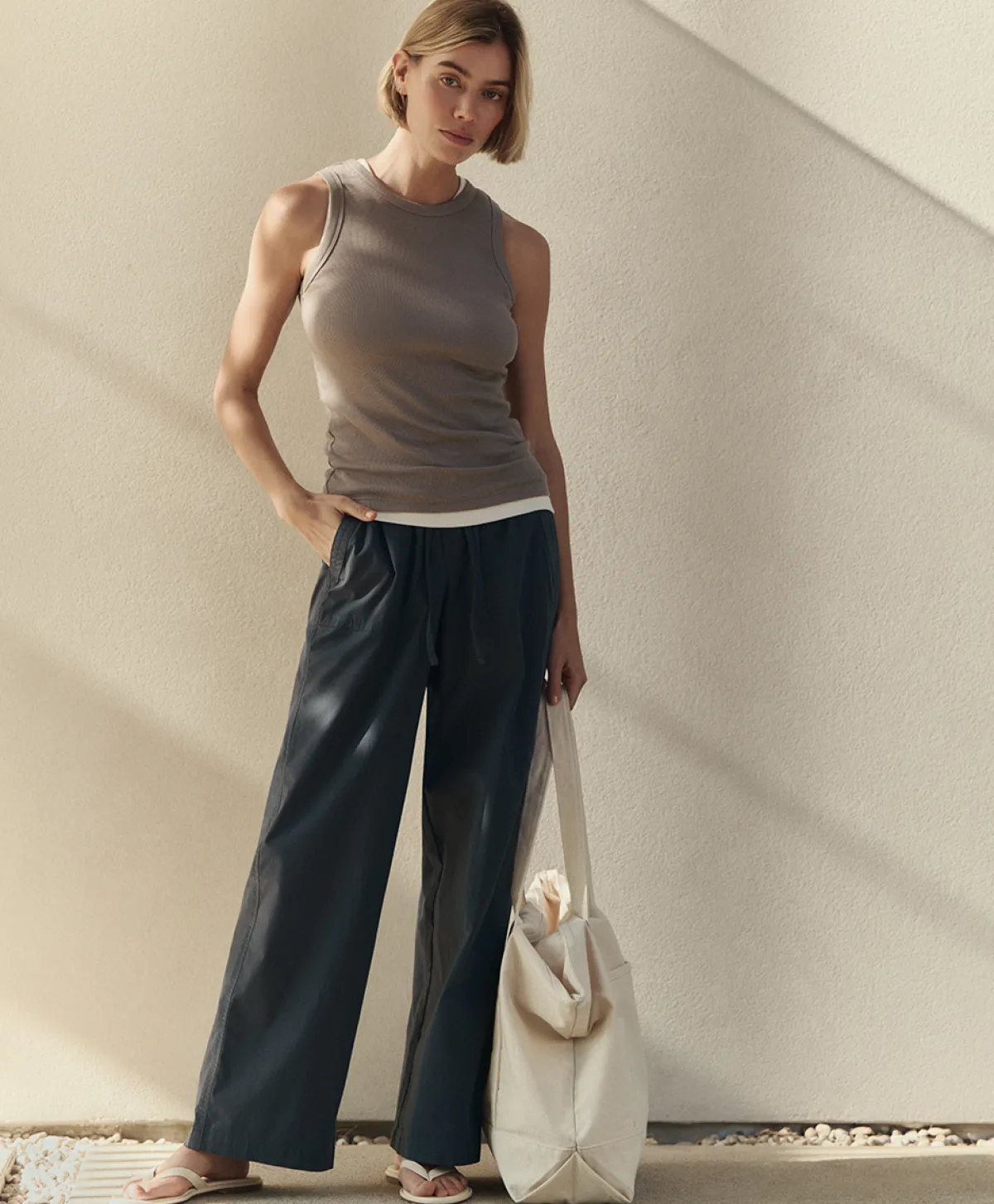 Women Pact Organic Stretch Poplin Wide Leg Pant