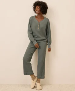 Women Pact Organic Thermal Waffle Henley Pullover