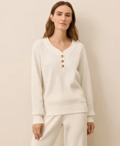 Women Pact Organic Thermal Waffle Henley Pullover