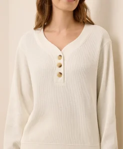 Women Pact Organic Thermal Waffle Henley Pullover
