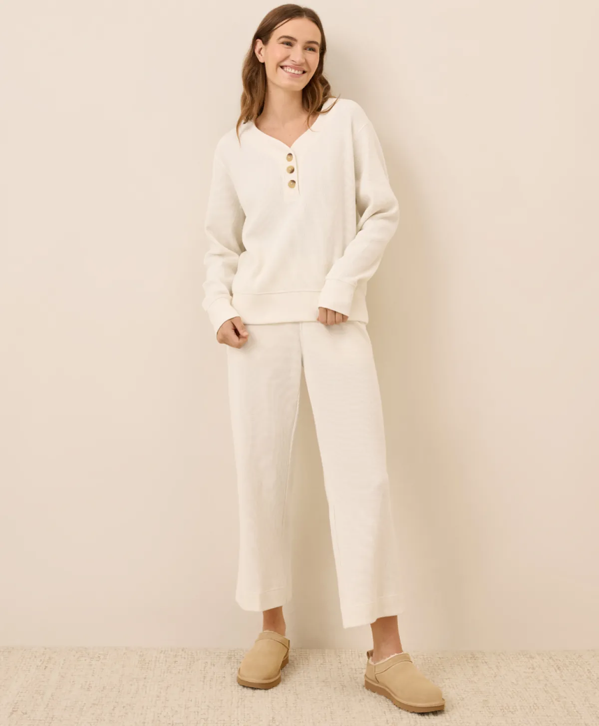 Women Pact Organic Thermal Waffle Henley Pullover