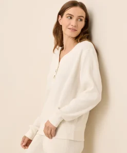 Women Pact Organic Thermal Waffle Henley Pullover