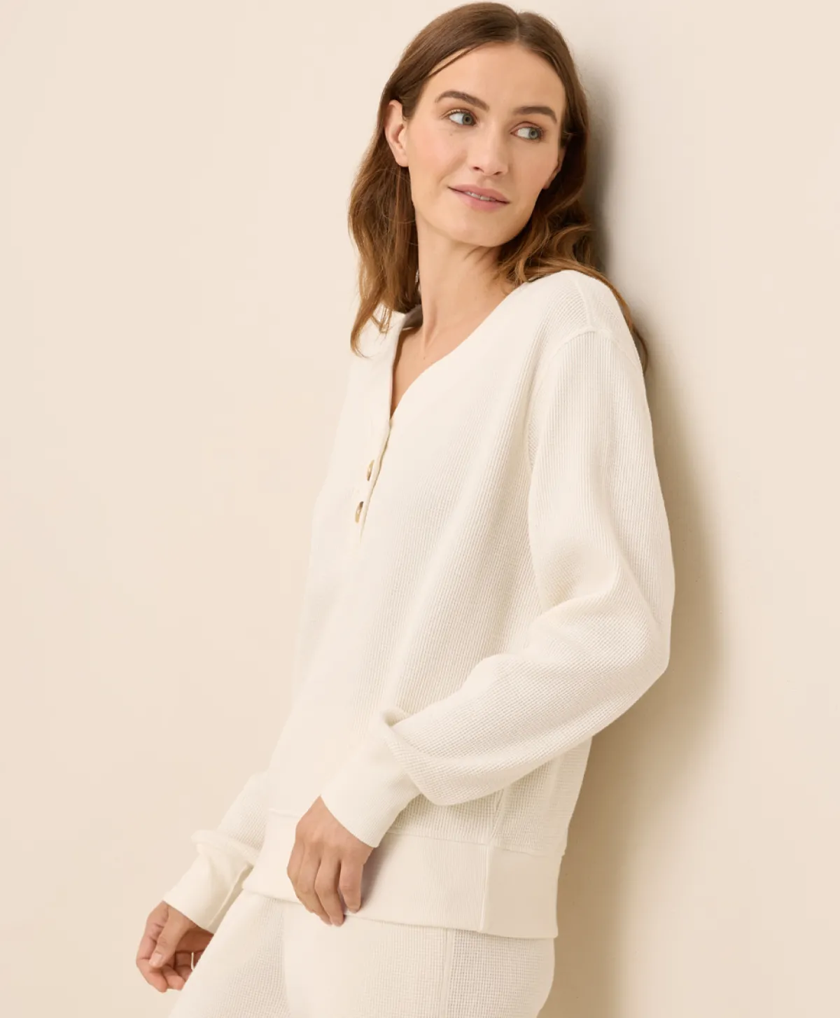 Women Pact Organic Thermal Waffle Henley Pullover