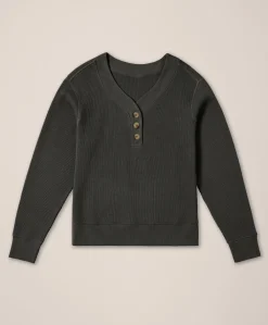 Women Pact Organic Thermal Waffle Henley Pullover