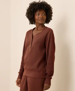 Women Pact Organic Thermal Waffle Henley Pullover