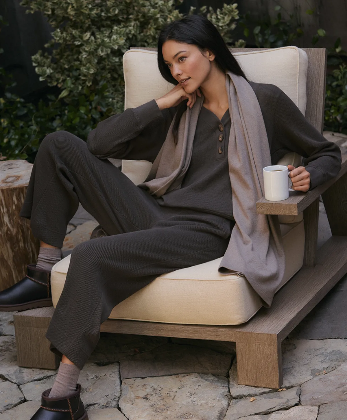 Women Pact Organic Thermal Waffle Henley Pullover