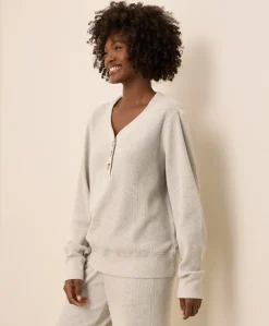Women Pact Organic Thermal Waffle Henley Pullover